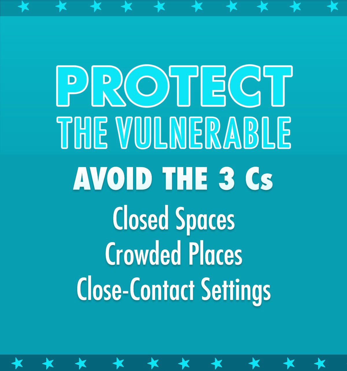 COVID-19 Protect the Vulnerable - Avoid the 3 C's